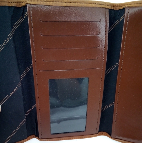 Vintage Amity Cowhide Leather Men's Trifold Wallet Billfold Brown 4 Snaps - Picture 11 of 16